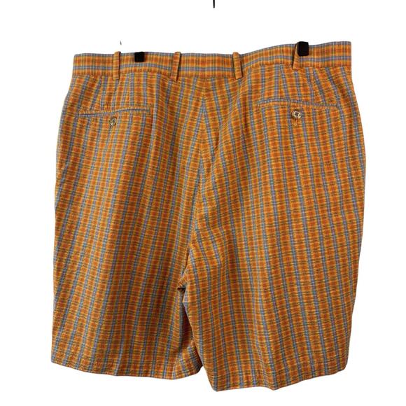 Peter Millar Men Shorts 38 Orange Blue Plaid Golf Cotton Flat Front Casual - Picture 4 of 10